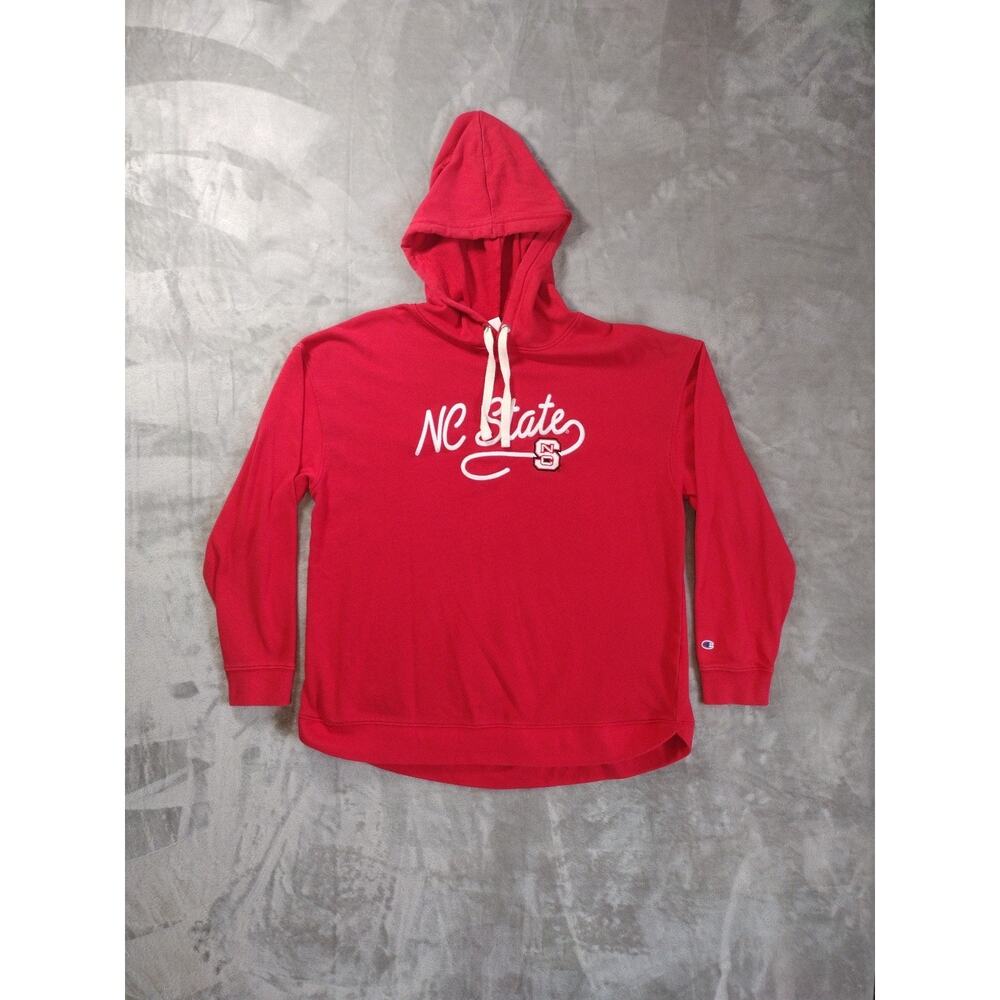 NC State Wolfpack Hoodie Womens L Red Chain Embroidered Letter Logo Collegiate